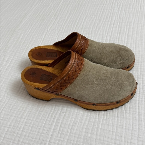 Vintage 90’s Y2K Faded Glory Suede Leather Chunky Slip On Wooden Clogs Size 10 - Picture 11 of 15